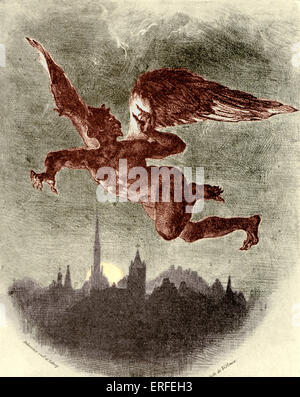 Satana volando sopra la città di notte. Dalla dannazione di Faust ("La Damnation de Faust', 1846) di Berlioz, compositore francese, Foto Stock