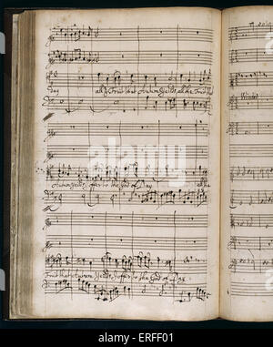 Henry Purcell manoscritte del cliente per 'l'Fairy Queen', 'Tutti i frutti che rese autunno', circa 1692. Compositore inglese Foto Stock