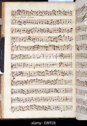 Henry Purcell manoscritte del cliente per 'l'Fairy Queen', 'Dance per le fate', circa 1692. Compositore Inglese, 1659-1695. Foto Stock