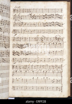 Henry Purcell manoscritte del cliente per 'l'Fairy Queen', 'una bella notte', circa 1692. Compositore Inglese, 1659-1695. Foto Stock