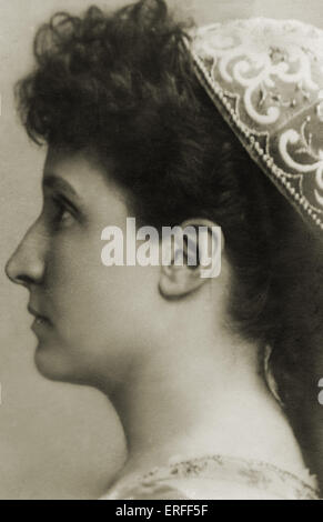 Nellie Melba, profilo verticale. La coloratura australiano soprano, 1861-1931. Foto Stock