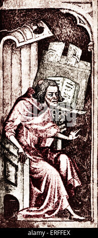 Guillaume de Machaut, ritratto contemporaneo. Il compositore francese e poeta, 1300-1377 Foto Stock