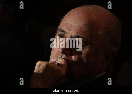 Francoforte, Germania. 16 Luglio, 2011. Presidente della FIFA Joseph Blatter parla durante la conferenza stampa finale sulla FIFA Coppa del Mondo Donne 2011 a Francoforte, Germania, 16 luglio 2011. La FIFA hanno sollevato i premi per la Coppa del Mondo Donne tardivamente. In un primo momento è stato supposto per essere 7,6 milioni di dollari, ora i dirigenti hanno sollevato la somma di 10 milioni di euro. Foto: Fredrik von Erichsen/dpa/Alamy Live News Foto Stock