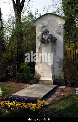 Johannes Brahms - La tomba del compositore tedesco nel Zentralfiredhof (cimitero centrale), Vienna, Austria. 7 Maggio 1833 - 3 aprile Foto Stock