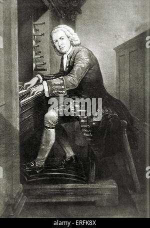 Johann Sebastian Bach all organo tastiera. Il tedesco compositore organista 1685-1750. Foto Stock