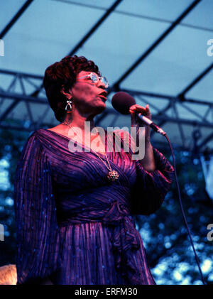 Ella Fitzgerald - ritratto della American jazz cantante effettuando al 1981 Capital Radio Jazz Festival di Knebworth. 25 Aprile 1917 - 15 giugno 1996. Gamma vocale che attraversano tre ottave. Foto Stock