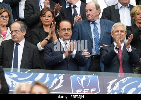 Noel LE GRAET/Francois Hollande/Claude Bartolone - 30.05.2015 - Auxerre/Paris Saint Germain - Finale Coupe de France.Photo : Andre Ferreira/Icona Sport Foto Stock