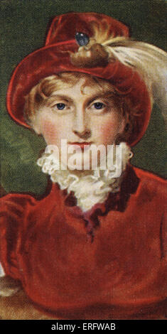 Carolina di Brunswick ritratto (1768- 1821). Carolina di Brunswick sposò George IV, ma separato da lui in 1796. Sulla sua Ascensione al trono ritornò in Inghilterra ma sulle disposizioni del re era vietato dall'incoronazione. Dal lettore di schede di sigaretta, basata sul dipinto da da Sir T. Lawrence che appartiene alla National Portrait Gallery. Foto Stock