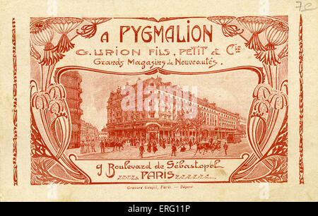 Pygmalion- Scheda di pubblicità per il francese department store. " Grands Magasins de Nouveautés Boulevard de Sévastopol, Paris". Foto Stock