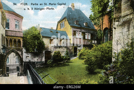 Colonia, Germania, nei primi anni del XX secolo. Vista dalla chiesa di Santa Maria im Capitol, Köln. Offenbach il luogo di nascita. Cartolina. Foto Stock