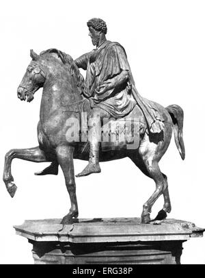 Marco Aurelio, scultura , mentre montato. Marco Aurelio Antonino Augusto Imperatore Romano 26 aprile 121 - 17 Marzo 180. Foto Stock