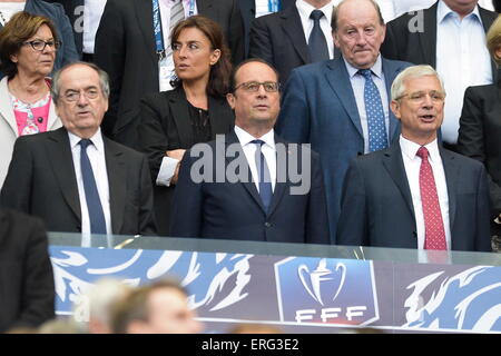 Noel LE GRAET/Francois Hollande/Claude Bartolone - 30.05.2015 - Auxerre/Paris Saint Germain - Finale Coupe de France.Photo : Andre Ferreira/Icona Sport Foto Stock