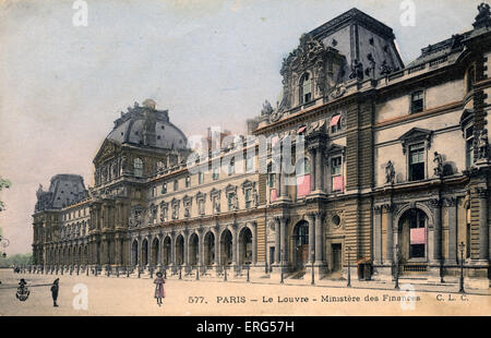 Parigi, Francia: Le Louvre, Ministere des Finances (il Louvre, Ministero delle Finanze). Cartolina datata 17 marzo 1905. Foto Stock