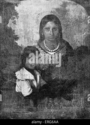 Pocahontas e Thomas Rolfe nel ritratto Sedgeford, riprodotta nel 1887. Pocahontas (c. 1595 - 21 Marzo 1617), figlia di Foto Stock