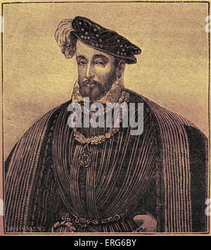 Enrico II - Re di Francia, ritratto incisione. Nobile francese 31 Marzo 1519 - 10 luglio 1559. Mecenate delle arti - inclusi Foto Stock