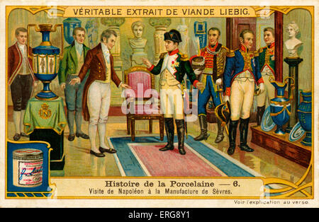 Napoleone I la visita di una manifattura di porcellane di Sèvres. Napoleone Bonaparte, più tardi Napoleone I, 15 agosto 1769 - 5 maggio 1821. Foto Stock