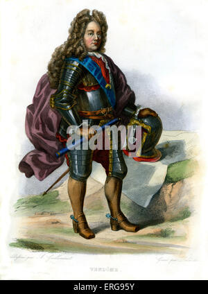 Louis-Joseph de Bourbon Duc de Vendome. Generale Militare durante il regno di Luigi XIV di Francia. 1654-1712. Incisione di Louis Foto Stock