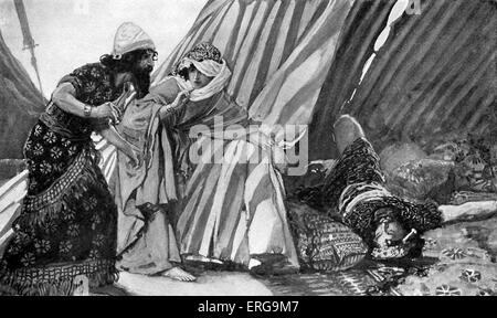 Giaele mostra Barak Sisera che giace morto da J James Tissot. Mostra scena dal libro dei Giudici, 4.22. Giaele (noto anche come Yael) Foto Stock