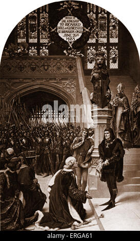 Richard III viene offerta la Corona Inglese a Baynard il castello di Sir Edmund Shaa nel 1483. Riprodotto da muro originale Foto Stock