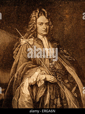 Robert Harley, 1° Conte di Oxford (5 dicembre 1661 - 21 Maggio 1724), dopo il ritratto da Sir Godfrey Kneller. British politico e statista del compianto Stuart e primi periodi georgiano; ha iniziato la sua carriera come un Whig, prima di rivelare a un nuovo Tory ministero. Ha servito come primo signore del Ministero del Tesoro, efficacemente Queen Anne's chief minister,tra 1711 - 1714. Foto Stock