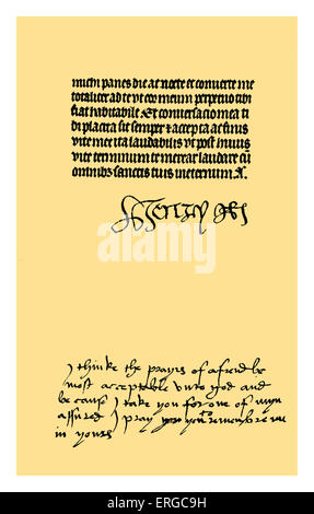 Autograph: Enrico VII e di Elisabetta di York. Il testo dal Libro d Ore, scritto in latino su pergamena e illustrata dal Fiammingo Foto Stock