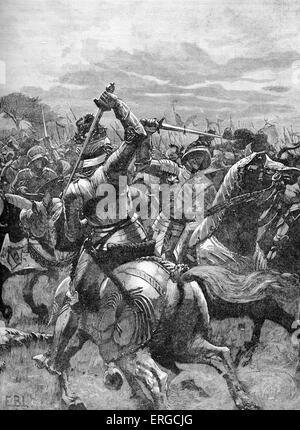 Richard III nella battaglia di Bosworth Field . Il 22 agosto 1485. Battaglia decisiva della guerra dei Roses , serie di civile dinastiche Foto Stock
