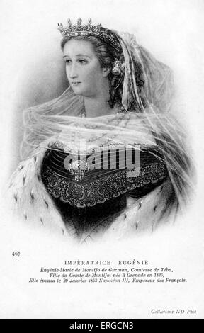 Imperatrice Eugenie Consort di Montijo - ritratto. Moglie di Napoleone III da 1853 - 1871: 5 maggio 1826 - 11 luglio 1920. La didascalia recita: Foto Stock