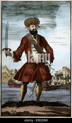 Il Pirata Edward Teach (Paglia, nato Edward Drummond), comunemente noto come Blackbeard. Da Buccaneer inglese nei Caraibi e la Foto Stock