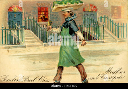 London street grida: baker 's boy. La didascalia recita: "uffins e cialdine!' Foto Stock