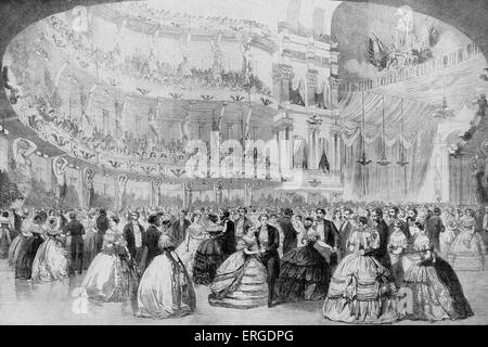 New York palla in onore di Edward VII 's visita negli Stati Uniti, ottobre 1860. Nella foto al centro, l'apertura della sfera dalla Foto Stock