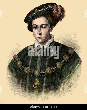 Edward VI. Re di Inghilterra e Irlanda dal 1547-1553: 12 Ottobre 1537 - 6 luglio 1553 (età 15, dalla malattia). Ha avuto un ruolo Foto Stock