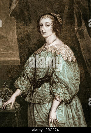 Henrietta Maria. La moglie del re Carlo I d'Inghilterra: 25 Novembre 1609 - 10 settembre 1669. Foto Stock