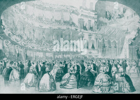 New York palla in onore di Edward VII 's visita negli Stati Uniti, ottobre 1860. Nella foto al centro, l'apertura della sfera dalla Foto Stock