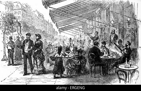 Boulevard Montmartre, Parigi nel 1870 - dalla fine del XIX secolo illustrazione. La Francia. Foto Stock