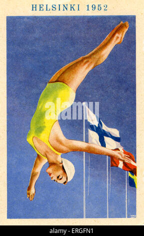 Olimpiadi 1952 Helsinki, Finlandia. Poster del subacqueo femmina. Foto Stock