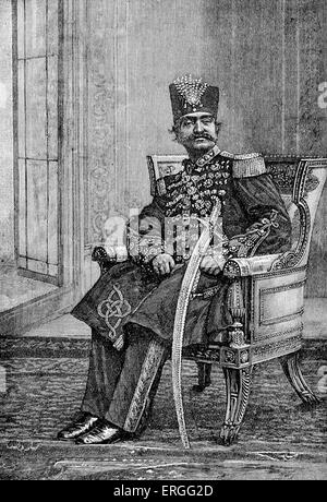 Naser al-Din Shah Qajar - ritratto. Re di Iran dal 17 settembre 1848 - 1 Maggio 1896 quando fu assassinato. 16 Luglio 1831 - 1 maggio 1896. Foto Stock