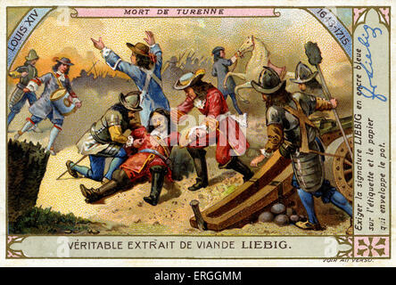 Regno di Luigi XIV: Morte di Turenne. Henri de la Tour d'Auvergne, Vicomte de Turenne fu ucciso durante la guerra olandese del 1672. Foto Stock