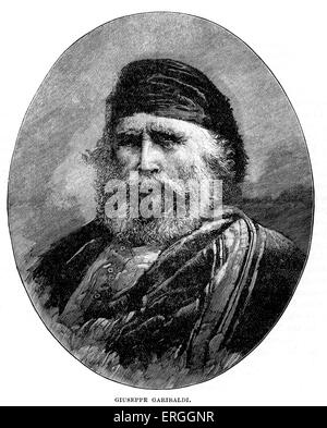 Giuseppe Garibaldi - ritratto. Politica italiana figura, uomo militare, viaggiatore e agitatore per la unificazione italiana: 4 luglio Foto Stock