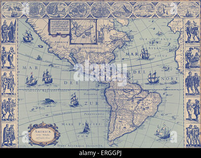 Mappa di America del Nord e del Sud - pubblicato in W.J Blaeu e J. Blaeu 's 'Nieuwe Atlas', 1642-3. (A pieno titolo: 'Tooneel des Foto Stock