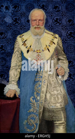 Il re Ludwig II di Baviera - ritratto per festeggiare il suo settantesimo compleanno il 7 gennaio 1915. Vestito in accappatoio di gran maestro della Foto Stock