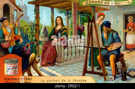 La vita di Leonardo da Vinci: Pittura la Mona Lisa 'La Gioconda/ Gioconda di Leonardo). LDV: Italiano polymath (pittore, architetto, Foto Stock