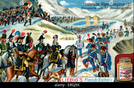 Napoleone a San Bernardo Pass, maggio 1800. Leader dell'esercito di riserva in Italia durante la guerra della seconda coalizione. Illustrazione Foto Stock