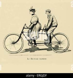 Una bicicletta in tandem. Nei primi anni del XX secolo illustrazione. Foto Stock