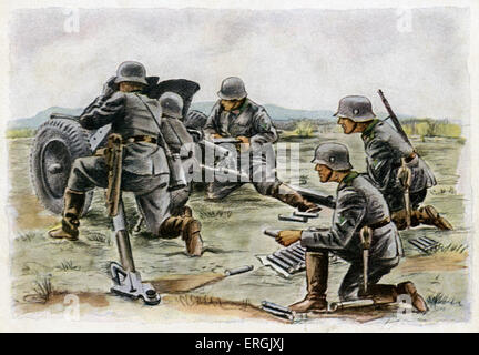 Tedesco Unità Anti-Tank durante la guerra mondiale 2. Cartolina tedesca illustrazione (didascalia: Panzer-Abwehr). Foto Stock