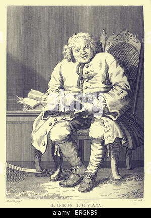 Signore Lovat da William Hogarth, 1745. Simon Signore Lovat (1667-1747) ha partecipato alla rivolta giacobita e fu l'ultimo prigioniero decapitato nella Torre di Londra. Incisi da Thomas Cook Foto Stock
