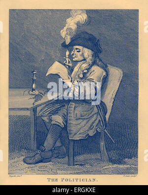 Il Candidato da William Hogarth, 1775. Incisi da Thomas Cook. Il politico rappresentato legge il giornale o "Gazzetta", da Foto Stock