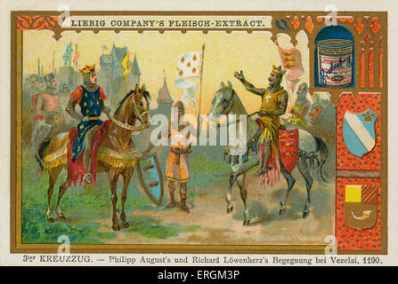 Filippo II Augusto e Riccardo Cuor di Leone a Vézelay (Francia) in rotta verso la terza crociata (1189-1192). (Tedesco: 3ter Foto Stock