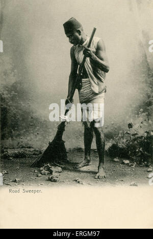 Un indiano spazzatrice stradale. Fotografia dall inizio del XX secolo. Foto Stock