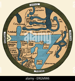 Mappa del mondo romano - da "Liber Guidonis', manoscritto del 1119. Foto Stock