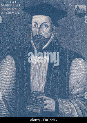 Nicolas Ridley (1500-1555) fu un vescovo inglese bruciato durante le persecuzioni Mariano per la sua predicazione del protestantesimo e Foto Stock